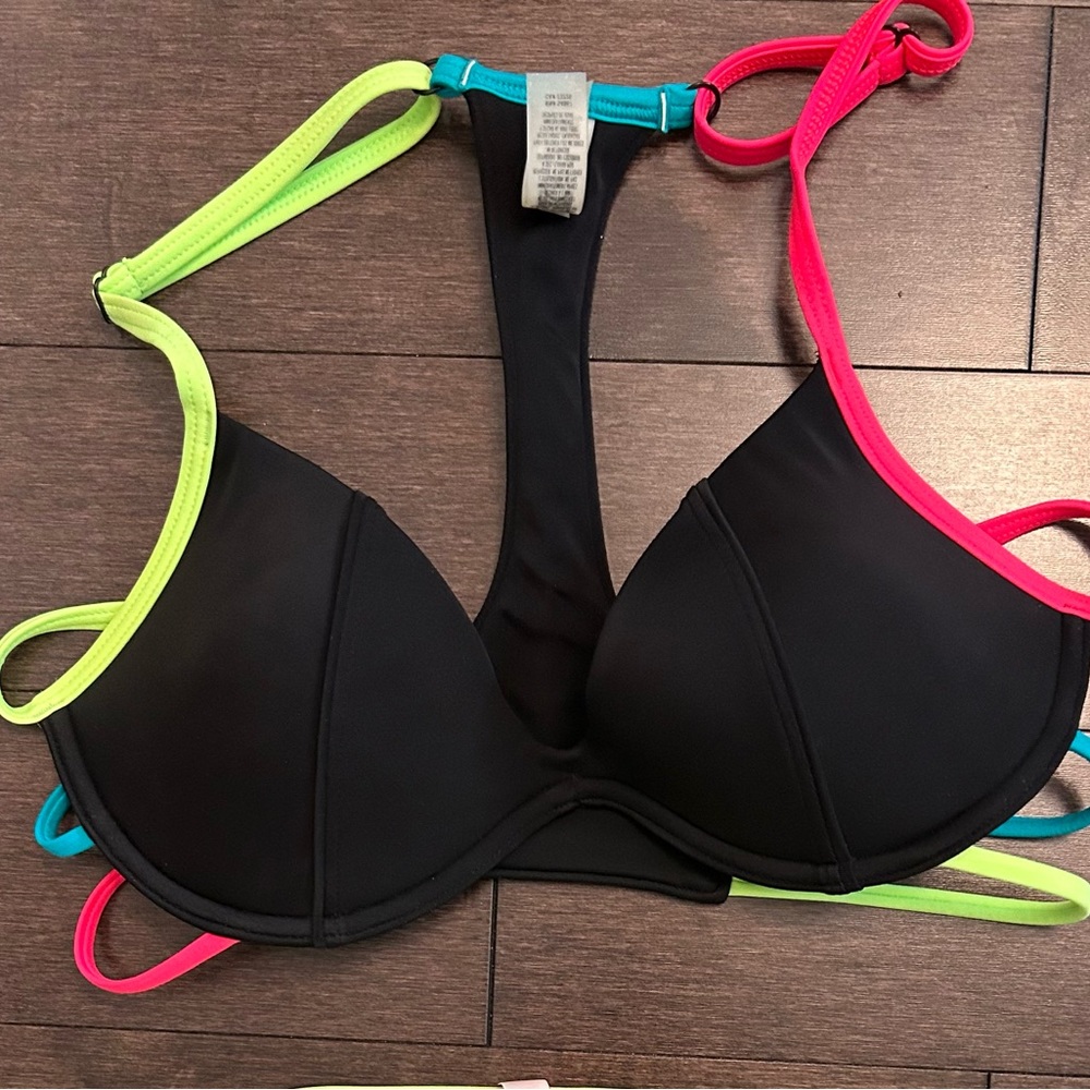 PINK Victoria’s Secret Neon and Black Racerback Bikini